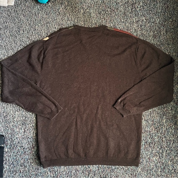 jf j.ferrar Crewneck Sweater Brown Red Geometric - Picture 5 of 5